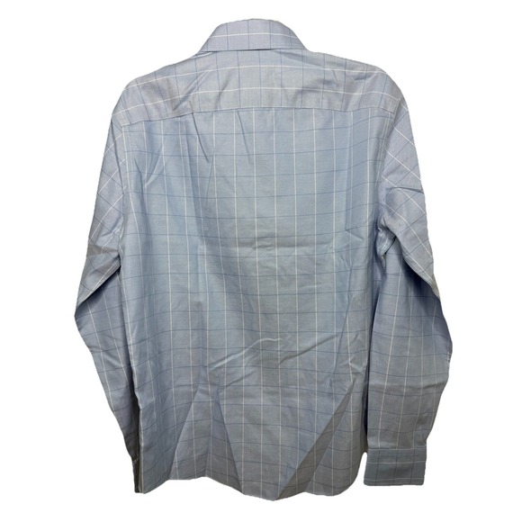 UNTUCKit Mens Large Blue White Plaid Blakeslee WF Slim Fit Long Sleeve Button Up - Picture 6 of 12